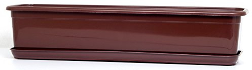POKM Toolsmarket GmbH Balkonkasten Blumenkasten mit Untersetzer Venus 80 cm Braun