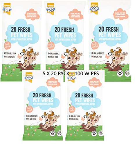 100 GOODBOY ANTI BACTERIAL PEACH SCENTED DOG PUPPY PET WIPES