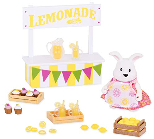 Li’l Woodzeez 25-teilig Hase mit Limonadenstand weiche Tierfigur und Zubehör – Tiere im Set, Zitronen, Cupcakes, Kleidung – Spielzeug für Kinder ab 3 Jahren