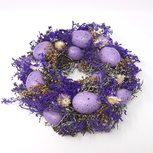 Lila Kranz mit Eier, Osterkranz. D 23cm. 1 Stück