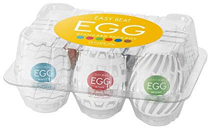 TENGA EGG Easy Beat - Handlicher Masturbator für Männer - Variety Pack mit 6 Aufregenden Innenstrukturen - 6 Einweghüllen für Männer