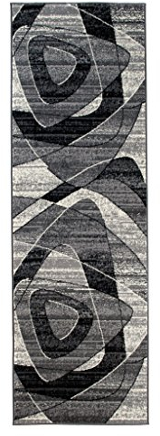 Carpeto Modern Läufer Teppich Grau 70 x 250 cm Abstrakt Muster Kurzflor Monaco Kollektion