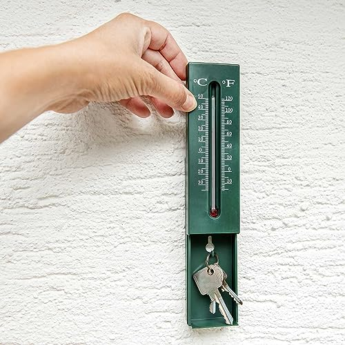 SIDCO Schlüsselversteck mit Thermometer Geheimfach Garten Versteck Außen Thermometer
