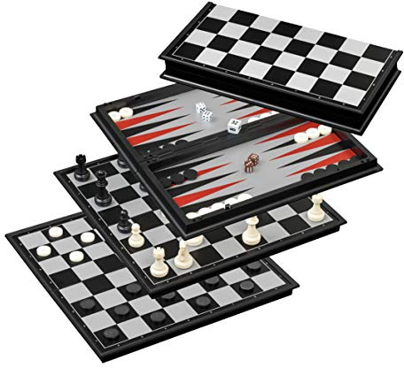 Philos 2506 Schach-Backgammon-Dame-Set, Feld 37 mm