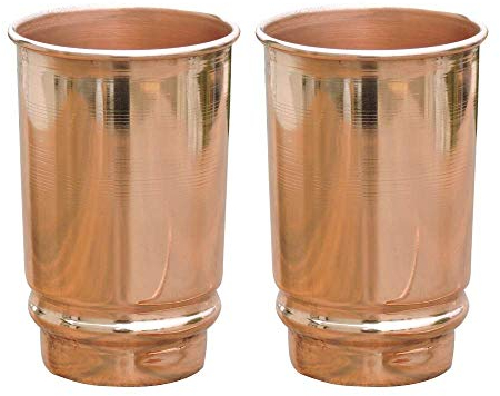 ANCIENTIMPEX Pure Copper Tumbler Set of 2 for Ayurveda Health Benefits - 350 Ml Capacity
