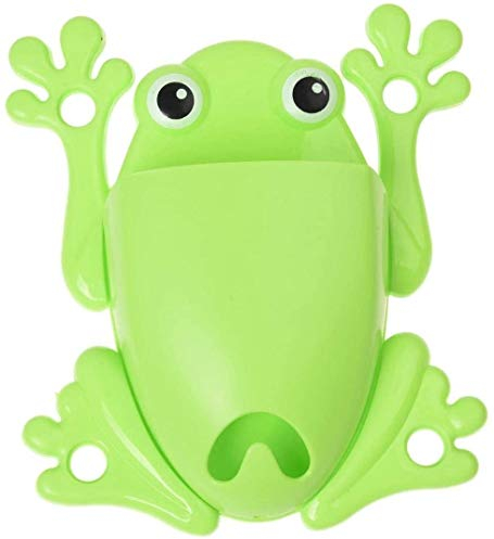 1 x Frosch Zahnbürstenhalter mit Saugnäpfen und 4 Saugnäpfen (grün)
