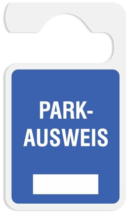 Betriebsausstattung24 Parkausweis zum Anhängen an den Autorückspiegel - Parkausweis zur Selbstbeschriftung - Kunststoff
