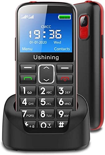 ukuu Seniorenhandy ohne vertrag mit Ladestation 2,3 Zoll USB-C Tastenhandy ohne Vertrag mit großen Tasten GSM Mobiltelefon SOS Notruftaste Tasten Handy für Senioren Schwarz
