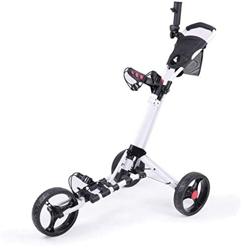 Trolley Pull/Push Trolley de Golf Trolley de Aluminio Plegable Carritos de Golf de 3 Ruedas Trolley de Golf con Soporte de Paraguas Tarjeta de puntuación Portabebidas Un Segundo para Abrir y CE