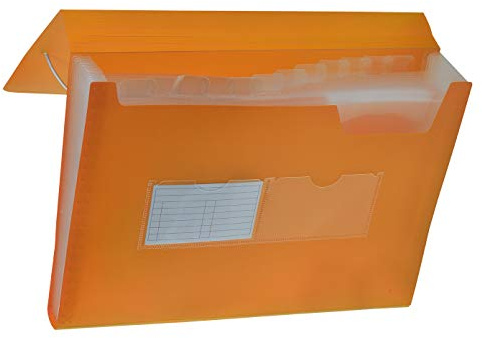 Tetis Orange Akkordeon-Dokumenten-Organizer mit 2 Gummizügen Sammelmappe 13-fach Fächermappe erweiterbar Datei Organizer A4 Datei Akkordeon-Mappe mit Eckgummi Erweiterungsordner Dokumentenmappe