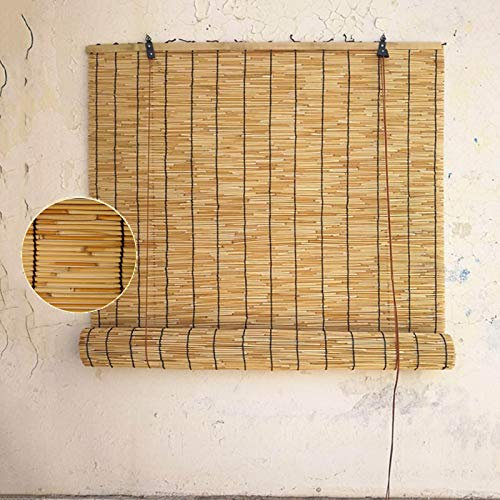 Jolan Reed Roll Up Shades-Bamboo Curtain-Roman Blinds,Outdoor Sunshade,Breathable And UV-Proof Roller Blinds,External/Internal Retro Decorative Natural,Reed Blinds for Windows,145x180cm/57x71in