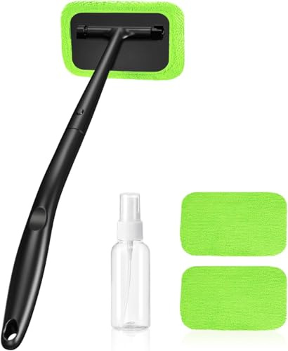 XINDELL 55,9 cm Windschutzscheiben-Reinigungswerkzeug-Set – Autoscheibenreiniger mit langem ergonomischem Griff, 3 Wiederverwendbare Mikrofasertücher, Glasreiniger für Innen- und Außenbereich, 1