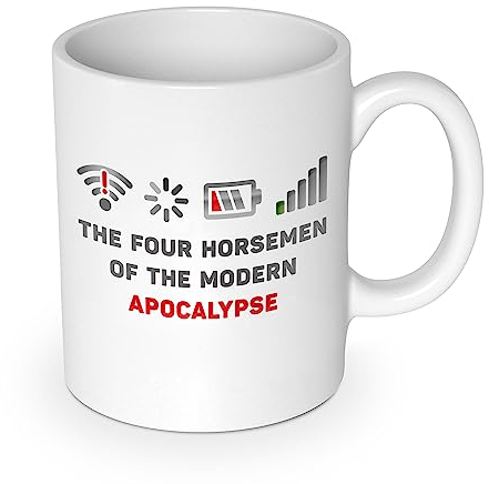 getDigital The Four Horsemen of the Modern Apocalypse Kaffeebecher - Lustige Büro Tasse Becher für Computer & Technik Geeks - Keramik 300 ml