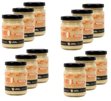 Lot 12x Miel de Printemps - Monts du Lyonnais - Rhône Alpes - Le Rucher de Macameli - pot 125g