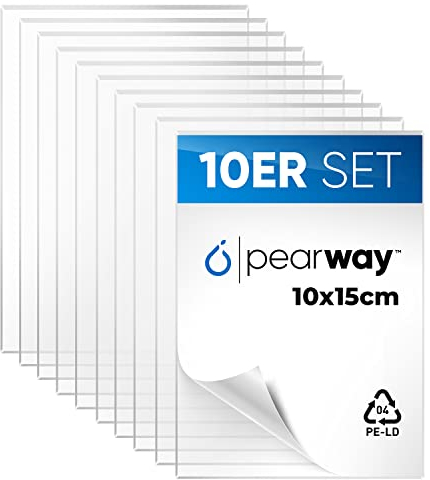 PEARWAY Premium 10er Set Plexiglas Platten [10x15cm] I 1mm Stärke I mit geschliffenen Kanten I Acrylglas Platte I Plexiglasscheibe I Acrylplatte tansparent I Plexiglas I Acryl Platte I Plexiglas 1mm