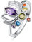 TANGPOET Chakra Ringe für Frauen 925 Sterling Silber Lotus Blume Yoga Ring, Inspirierender Daumenring, Schmuck Geschenke für Damen Mädchen Frauen, Größe 7#