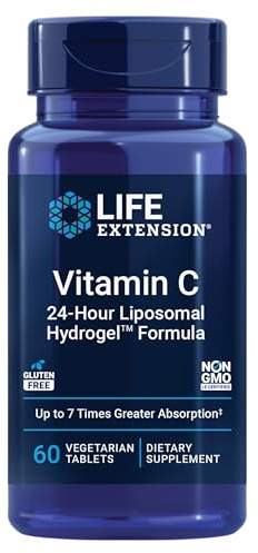 Life Extension Vitamin C 24-Hour Liposomal Hydrogel™ Formula, absorbs Better Than Standard Vitamin C, up to 24 Hours, get The Most Out of Your Vitamin C, Gluten-Free, Non-GMO, Vegetarian, 60 Tablets