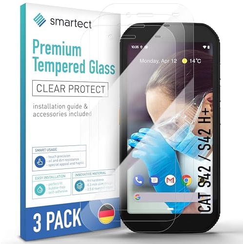 smartect Schutzglas [3 Stück, Klar] kompatibel mit CAT S42 / S42 H+, HD Schutzfolie Anti-Kratzer, Blasenfrei, 9H Härte, 0.3 mm Ultra-klar, Ultrabeständig