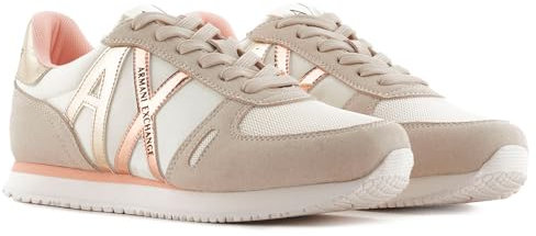 Armani Exchange Sneakers con Logo in Microfibra Beige