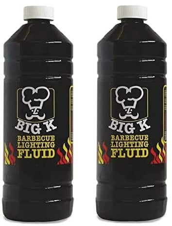 Pack of 2 Big K Barbeque Firelighter Odourless Fluid - BBQs, Firepits- Log Burners - Camping Grill - Bonfire - 1000ml With Topline Card.