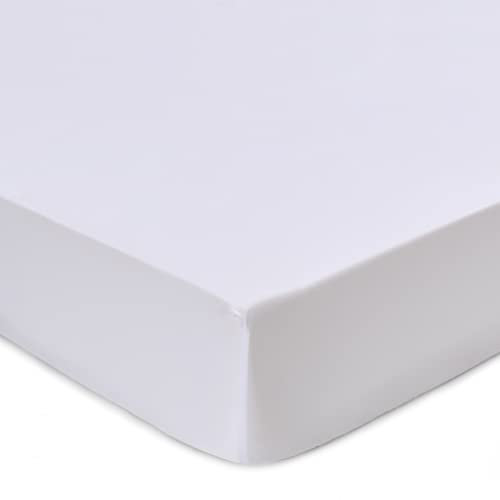 URBANARA Satin-Spannbettlaken Vivy - 100% Baumwolle, Weiß - 140 x 200 x 26 cm, Baumwoll-Laken, Bettlaken Baumwoll-Spannbettlaken Spanntuch Boxspringbett Betttuch Leintuch Spanleintuch