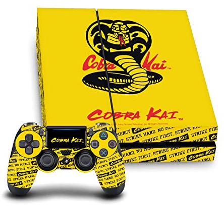 Head Case Designs Offizielle Cobra Kai Logo Ikonisch Vinyl Haut Gaming Aufkleber Abziehbild Abdeckung kompatibel mit Sony PlayStation 4 PS4 Console and DualShock 4 Controller Bundle