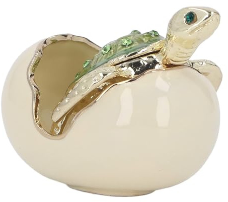 Trinket Box, Zinc Alloy Jewelry Holder, Green Shell | Handmade metal figurine, ring and earring storage, vanity decor, for women girls, bedroom bathroom