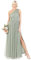 Anaya with Love Damen Womens Ladies Maxi One Cold Shoulder Dress with Slit Split Sleeveless Prom Wedding Guest Bridesmaid Ball Evening Gown Kleid, Forest Green, 40