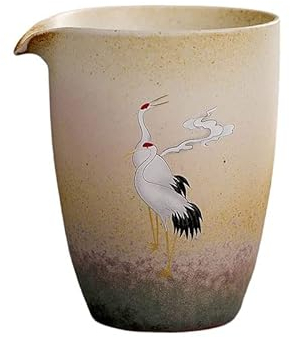 Tasse à thé en porcelaine japonaise Gong Dao Bei, motif grue chinoise Cha Hai, tasse à thé Kung Fu, carafe à thé rétro changée au four (jaune)