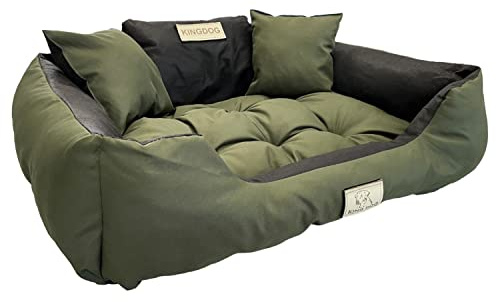 KINGDOG Hunde- und Katzenbett mit Zwei Kissen Hundekissen Hundekorb Haustierbett Waschbar Wasserdichtes PVC-Material (3XL 145x115cm, Grün)