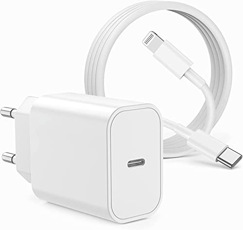 iPhone 14 13 Cargador, [MFi Certificado] 20W USB C Cargador Rápido Adaptador con Cable Lightning Original 2M,Tipo C Adaptador Enchufe Carga para iPhone 14/14 Plus/13 Pro Max/12 Mini/11 Pro/XR/XS/iPad