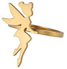 EUEAVAN Wendy Prinzessin Tinker Bell Ring Fee Pixie Angel Ring Exquisite Magische Tänzerin Ballett Schmuck Märchen Zitate Mädchen Frauen Teens (gold, 8)