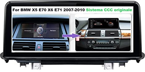 2 DIN Android Carplay Car Radio de Coche para BMW X5 E70 X6 E71 2007-2014 (Sistema CCC originalei) 10,25 Pulgadas 1920X720P Pantalla táctil GPS Car Navigator Multimedia Radio Llamadas de Soporte