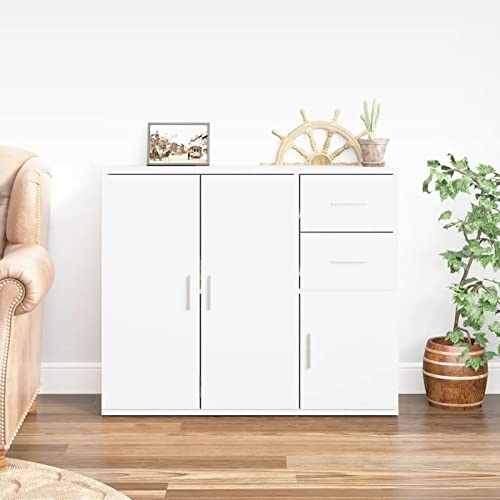 MOONAIRY Aparador, Mueble Cocina, Mueble Almacenaje, Mueble Auxiliar, Muebles Maquina Coser, Despensero, Muebles Oficina, de Madera contrachapada Blanco 91x29,5x75 cm