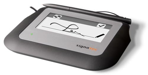 signotec Sigma - Blocco firma LCD monocromatico da 4 con retroilluminazione, sensore a penna ad alta risoluzione, 1024 livelli di pressione, frequenza di campionamento 500 Hz, crittografia RSA, porta