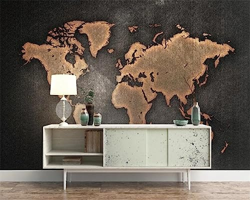 TANYANG Custom Wallpaper 3D Mural Antique World Map Background Wall Nordic Vintage Style Simple Map 3D Wallpaper 430Cm(W)×300Cm(H)