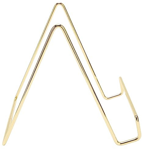 Metal Plate Stands Iron Picture Display Stand Plating Process Prevention for Tablet PCs CD Records Books (Oro)