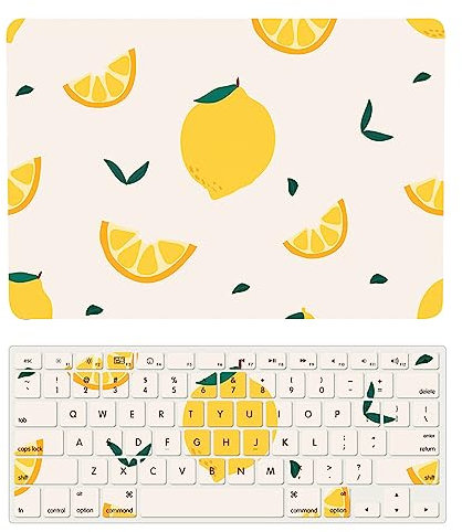 Coque Compatible avec Macbook Air 13 Pouces Modèle A2337 M1 A2179 A1932 2020 2019 2018 avec Retina Display Touch ID, Plastique Case Rigide Housse Étui & Protection Clavier, Lemon