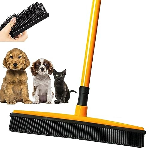 Indigo Petco Hair Remover Broom,Multi-surface Squeegee Rubber Broom, Rubber Broom Pet Hair Remover (Color : Yellow)