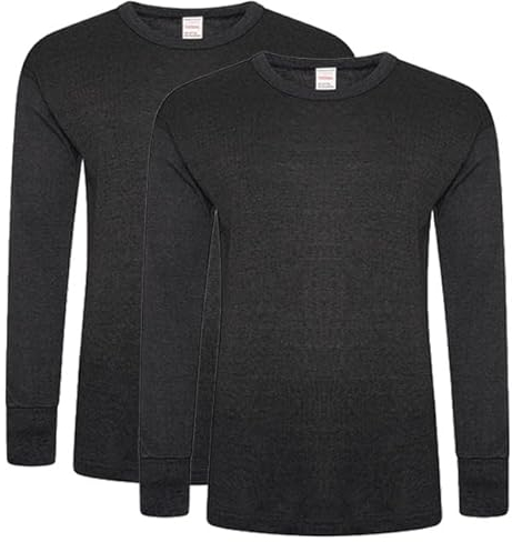 DOLCE ENVY Men's Thermal 2 Pack Long Sleeve Tops Warm Base Layer for Winter Suitable for Daily Use High Performance Full Sleeves Tops (Medium, Charcoal)
