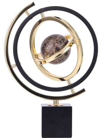 XIAOMAGG Gold-Globus-Skulptur, Kunstdekoration, Heimdekoration, Skulpturen, Heimdekoration, modern, Marmor-Globus und schwarzes Metall-Skulptur-Dekor (Marmor)