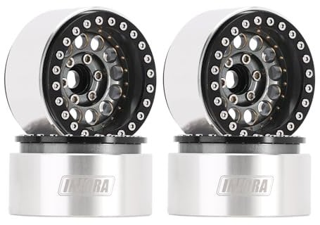 INJORA 1.9 Beadlock Felge - 153g Super Heavy Messing & Aluminium Deep Dish Felge für 1/10 RC Crawler SCX10 TRX4 VS4-10 Gen8,Grau