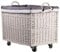 e-wicker24 Alles aus Weide Aufbewahrungskiste aus Weidengeflecht, cremeweiß, rechteckiger Wäschekorb aus Weide, mit Rollen und Futter, grauem Stoff