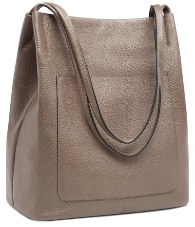 Kattee Women Soft Genuine Leather Totes Shoulder Bag Purses and Handbags with Top Magnetic Snap Closure