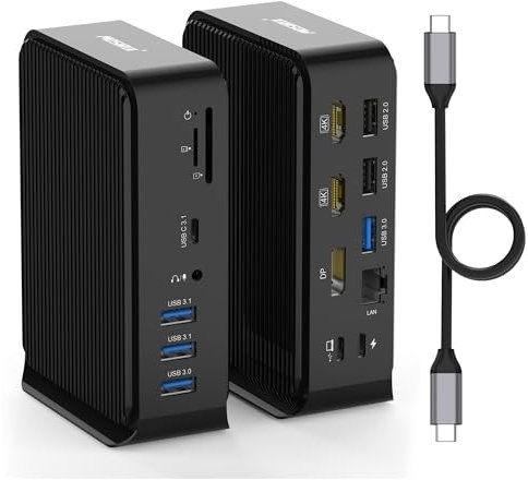 USB C Docking Station Dual Monitor16 IN1USB C Hub Multiport Adapter with 4K Triple Display HDMI,DisplayPort,10Gbps USB 3.1 Ports,PD 100W,1Gbps Ethernet for Mac&Windows,MacBook Pro/Air,Dell,HP