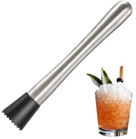 Muddler, Cocktail Muddler, Stainless Steel Cocktail Shaker Set Fruit Mixer Bartending Tool Home Bar Tool Set for Crushing Ice Cubes Mashing Fruits Milk Tea Lemon Smasher Making Food
