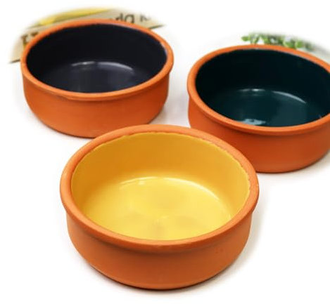 Terracotta Coloured Ramekins Set of 3 Round 12cm Serving Tapas Dip Dish Bowls