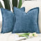 Madizz 2er Set Chenille Samt mit Rand Kissenbezüge Weiche Dekorativ Zierkissenbezüge Modern Kissenhülle für Sofa Wohnzimmer Schlafzimmer Dunkelblau 45x45 cm