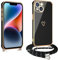 vumebao Coque pour iPhone 14 avec Cordon, Silicone Souple Étui en Motif Coeur avec Réglable Collier Chaîne Case pour iPhone 14 Coque Antichoc, Protection Complète Bumper 14 Coque-Noir