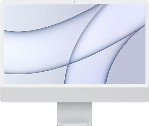 2021 Apple iMac with Apple M1 Chip with 8-core CPU (24-inch, 256GB) (QWERTY English) Silver (Renewed)